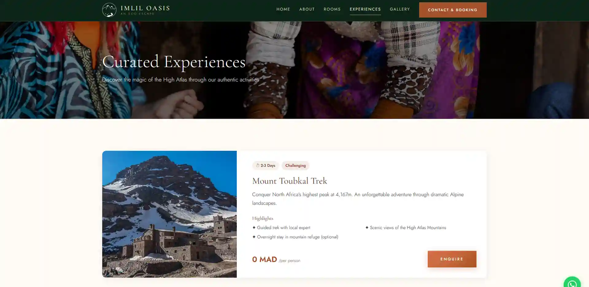 Imlil Oasis — Boutique Guesthouse Booking & Management Platform